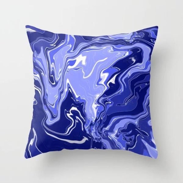 Blue Liquid Art boho throw pillow