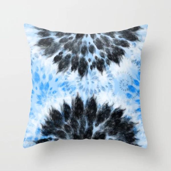 blue tie dye boho throw pillow