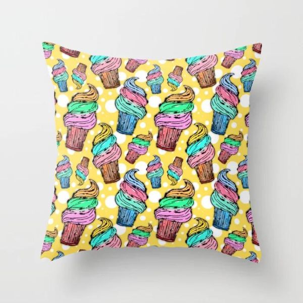 happy ice cram pattern boho throw pillow