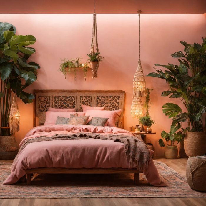 pink boho bedroom ideas inspo